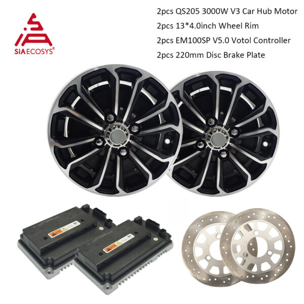 QS205 3000W Electric Car Hub Motor Conversion Kit with Rim